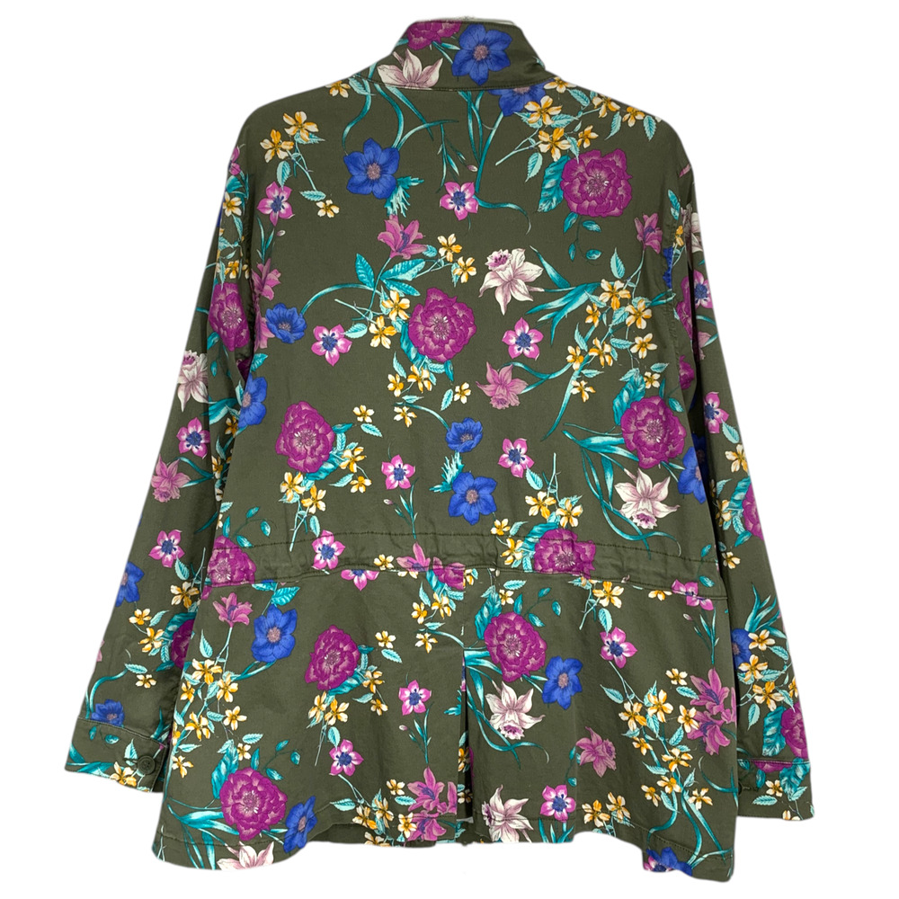 Lane Bryant Plus 22/24 Floral Utility Jacket Olive Green Anorak Field Coat - Picture 9 of 9